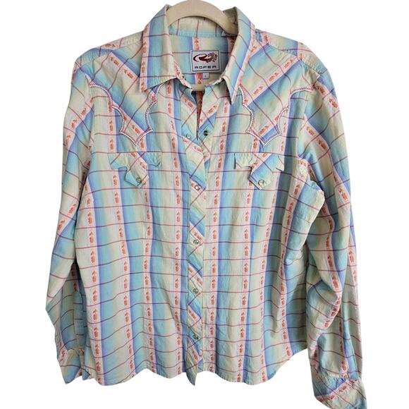 Roper Women's Multicolor Plaid Button Down Shirt - Picture 1 of 8
